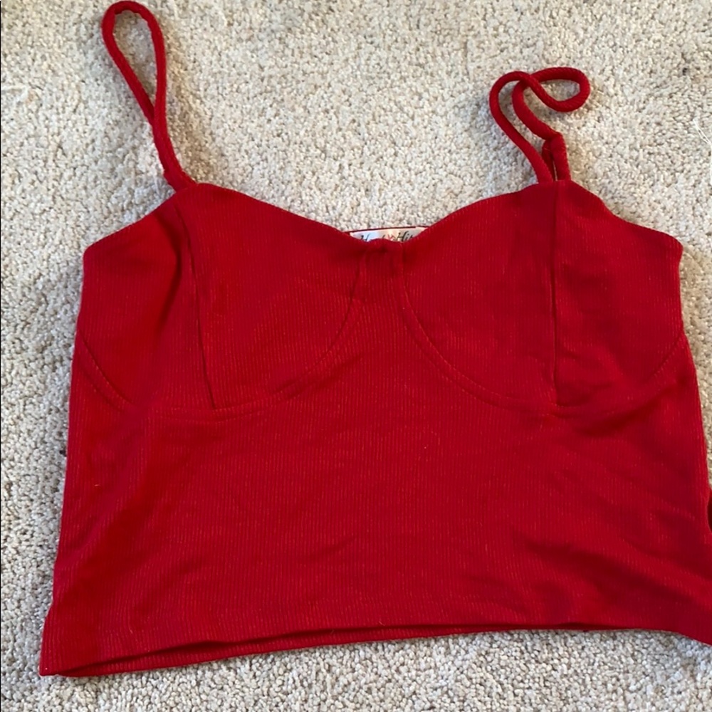 Red cropped tank top